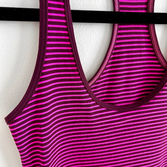 lululemon Cool Racerback Tank Top Purple Pink Stripe for Running Training Size 2 - Picture 3 of 8